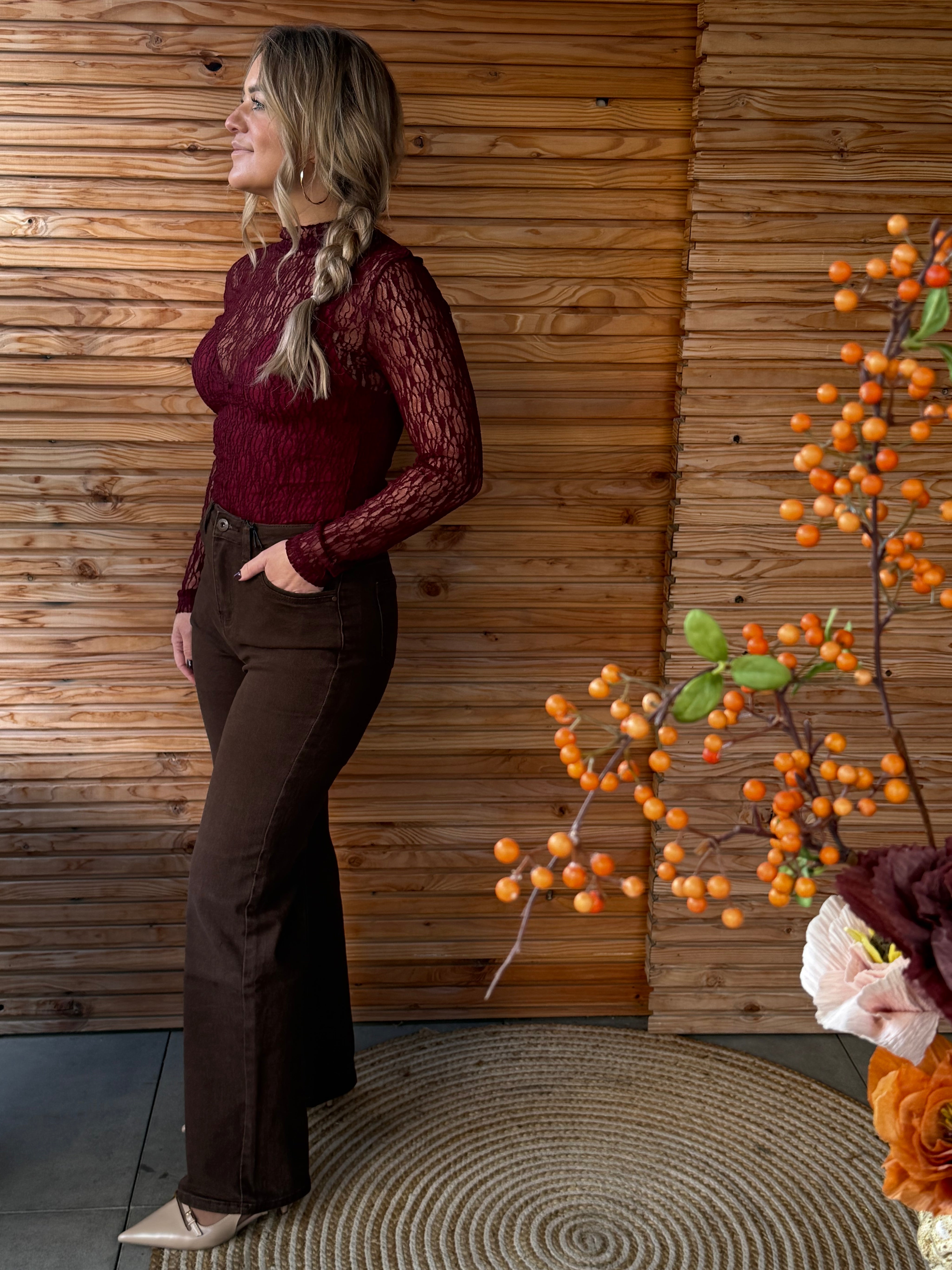 High Waisted Jeans Straight | Bruin | Sale