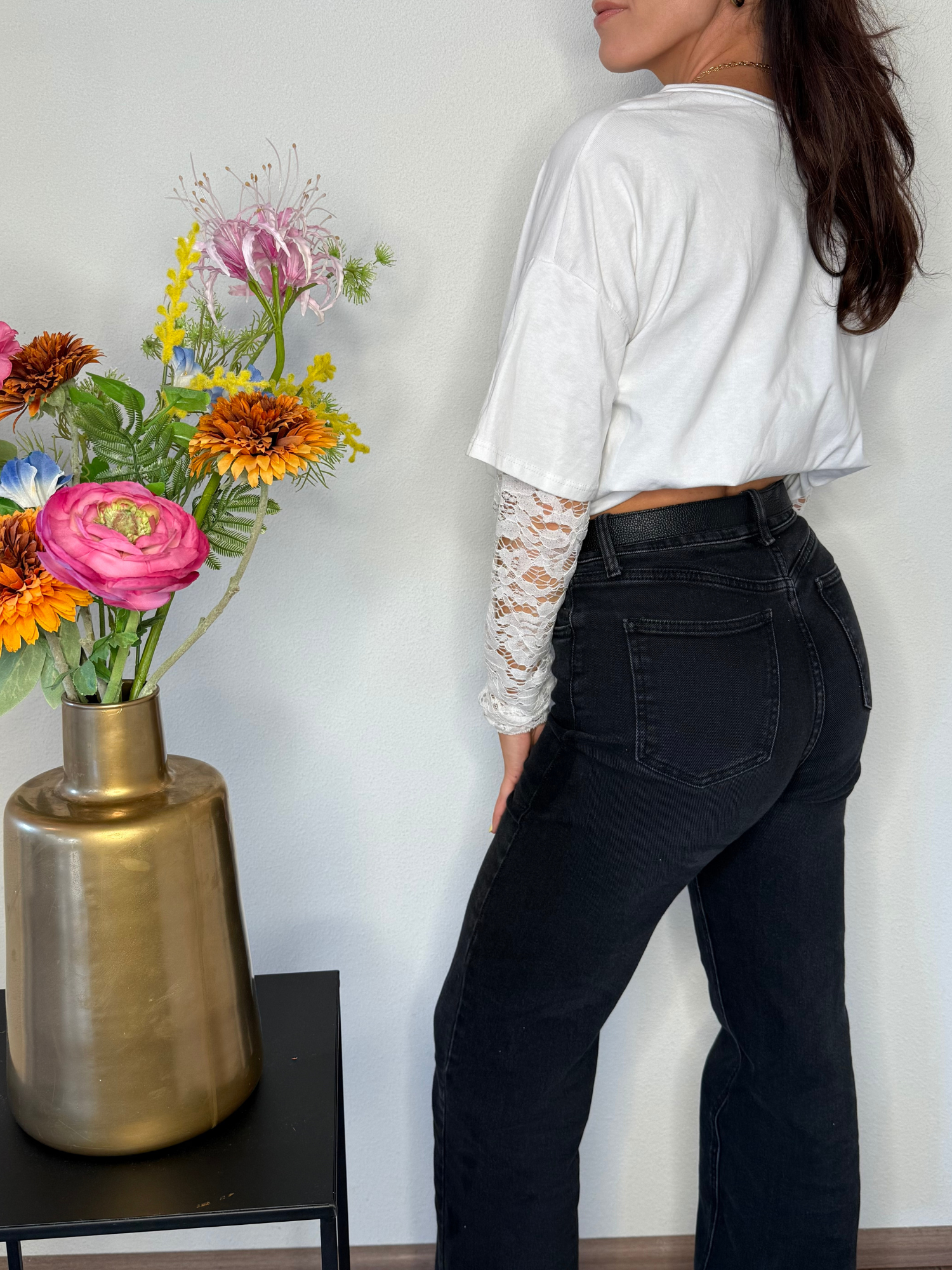 Lace Long | Sleeve Oversized tee