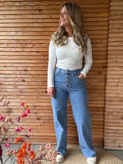 High Waist | Button Jeans