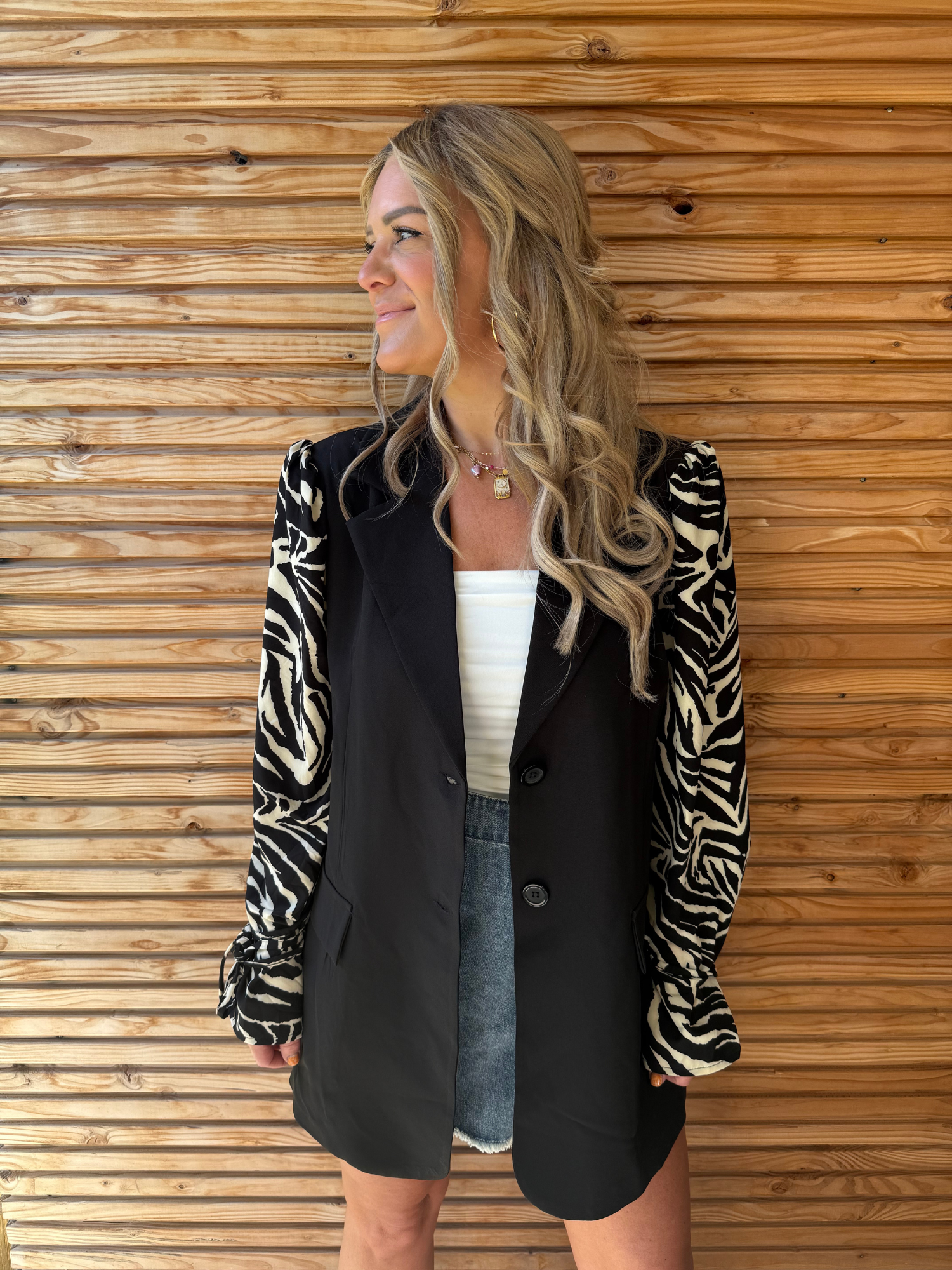 Oversized Blazer | Print Mouwtjes | Zebra