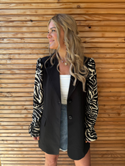Oversized Blazer | Print Mouwtjes | Zebra