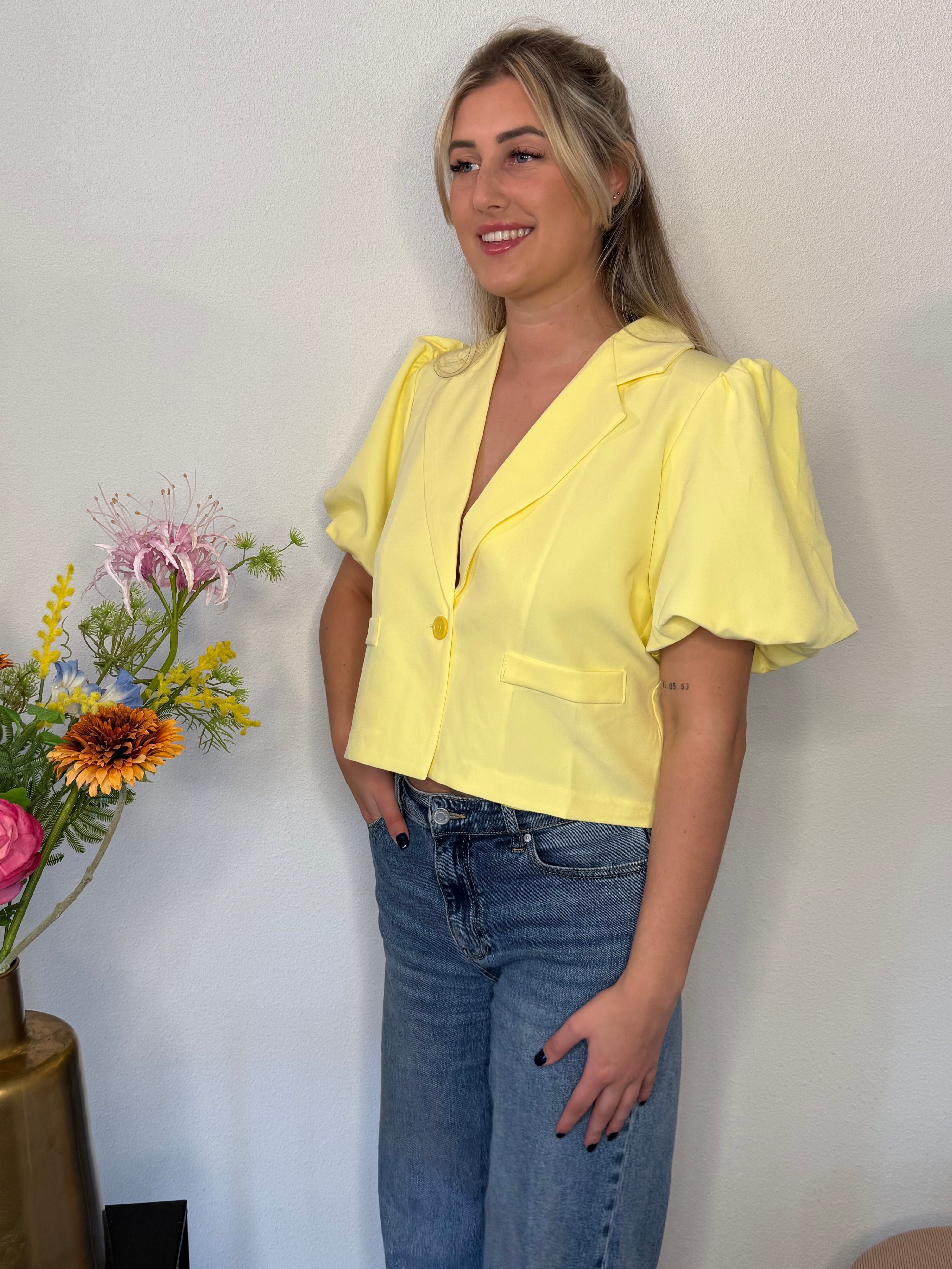 Crop Blazer | Pofmouwen