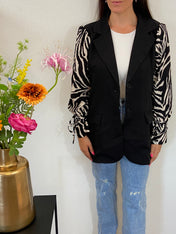 Oversized Print Blazer | Zebra