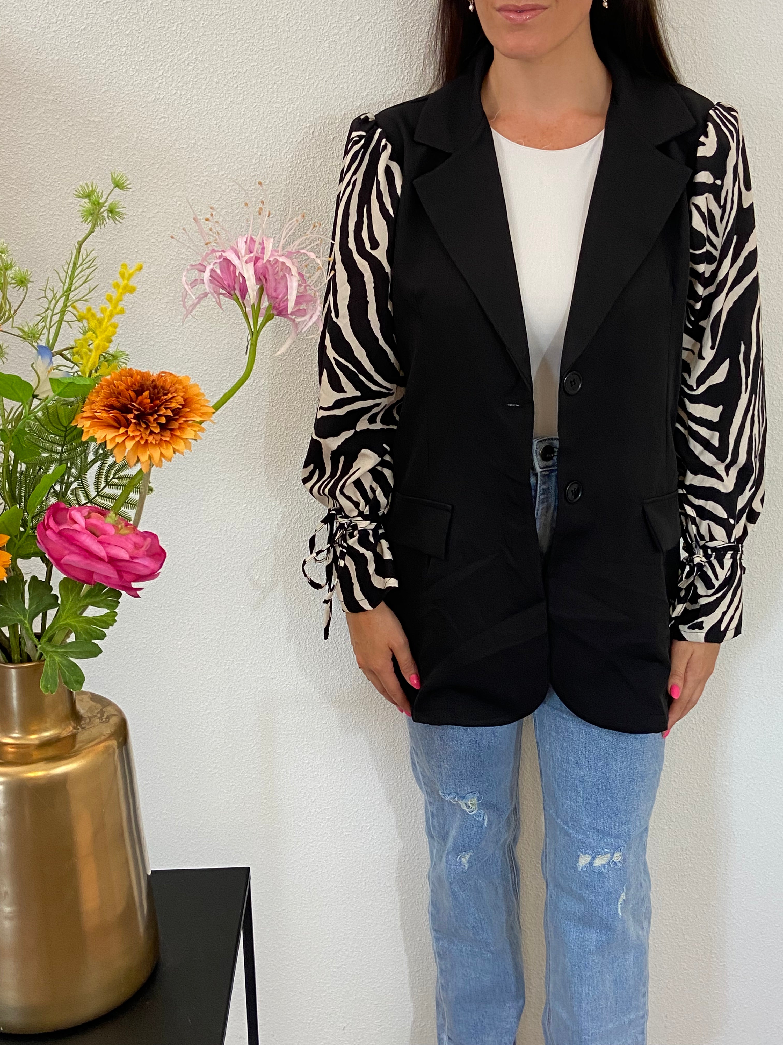 Oversized Print Blazer | Zebra