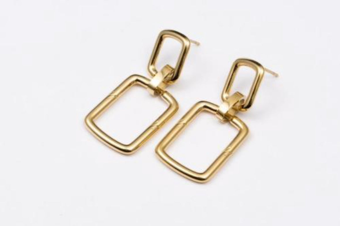 Oorbellen dubbele hanger - goud - Maya