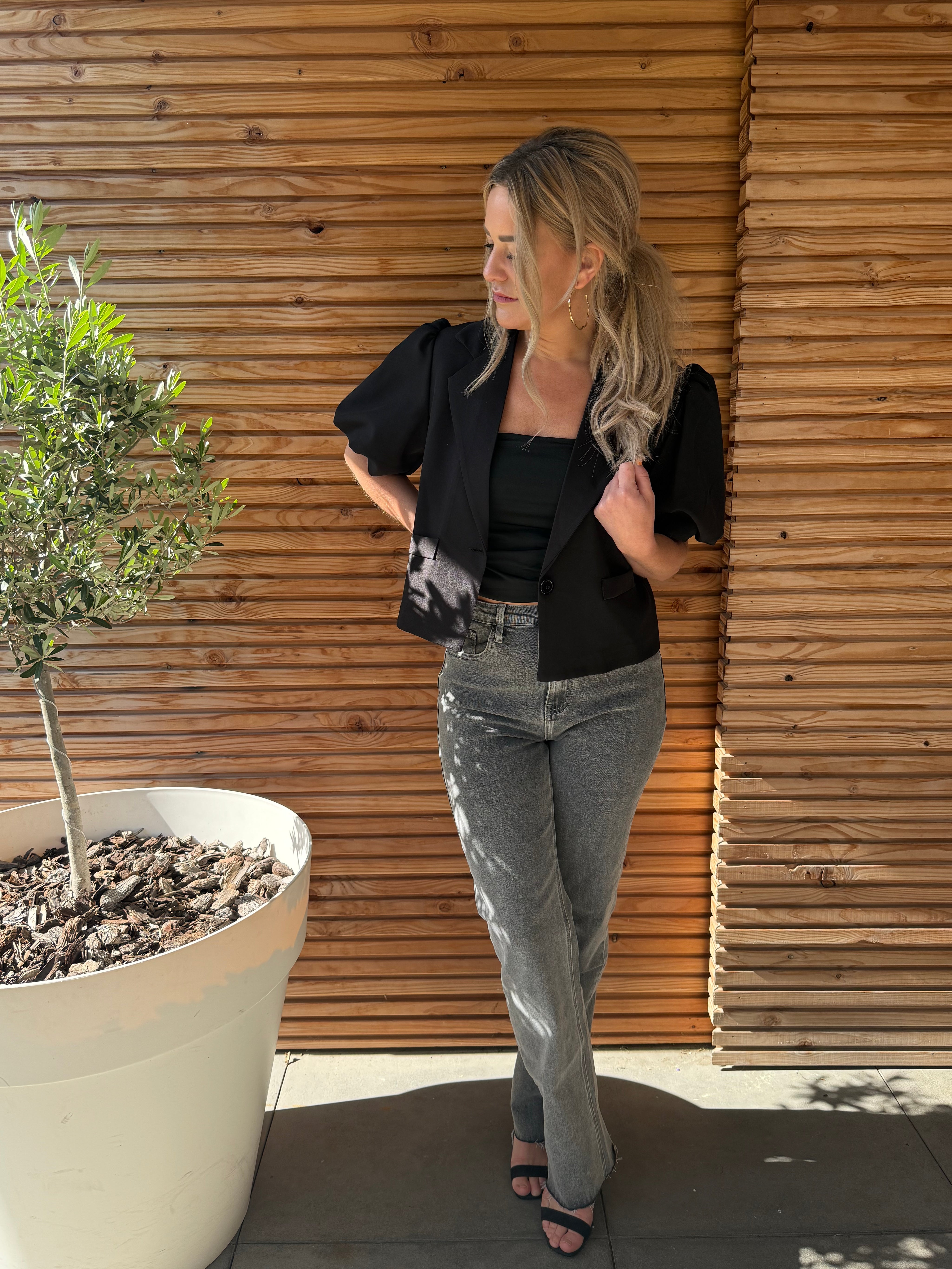 Crop Blazer | Pofmouwen