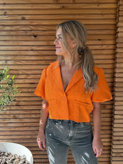 Crop Blazer | Pofmouwen