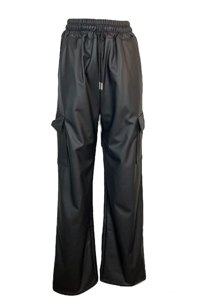 Leather cargo pants