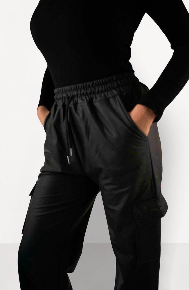 Leather cargo pants